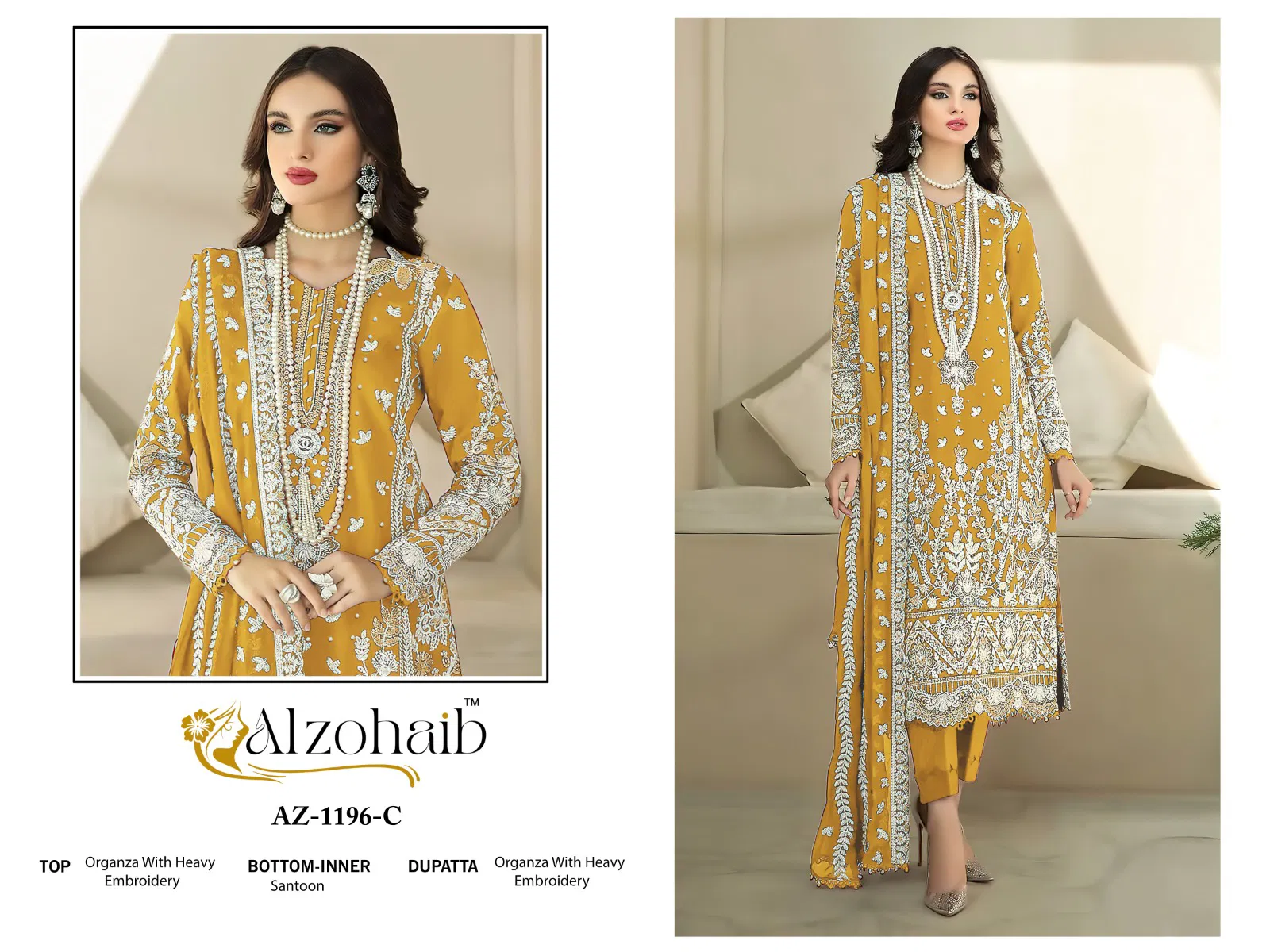Safa Vol 1 By Alzohaib Organza Pakistani Wholesale Salwar Suits In India
